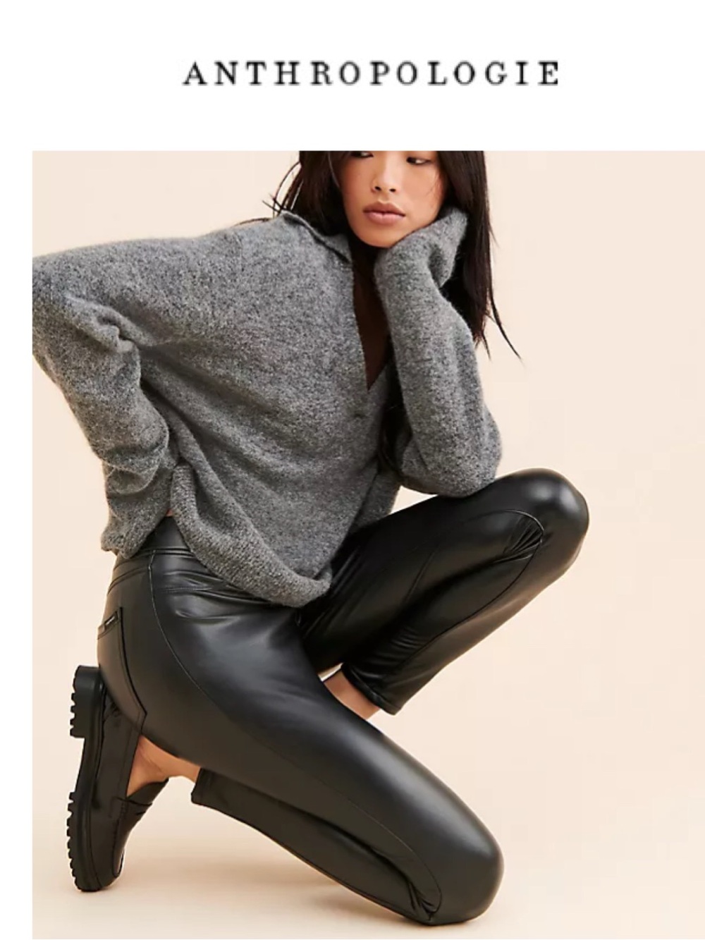 Anthropologie Runway Faux leather pants - black